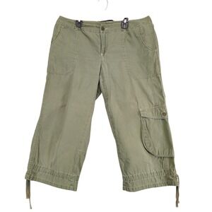 Vintage Y2K London Jean Green Cargo Cropped Chino Pants Womens 12 34x21 Gorpcore